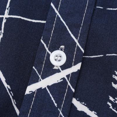 Camisa Casual Manga Corta con Cuello y Estampado a Cuadros para Hombre - Image 6
