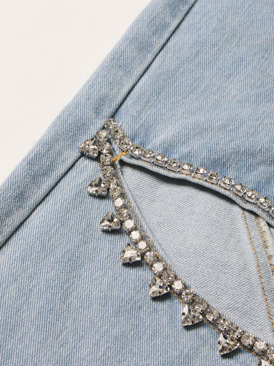 Jeans Anchos con Detalles de Diamantes para Mujer - Image 15