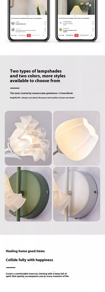 Lámpara de Pared Estilo Crema Flor de Orquídea para Mesita de Noche - Image 19