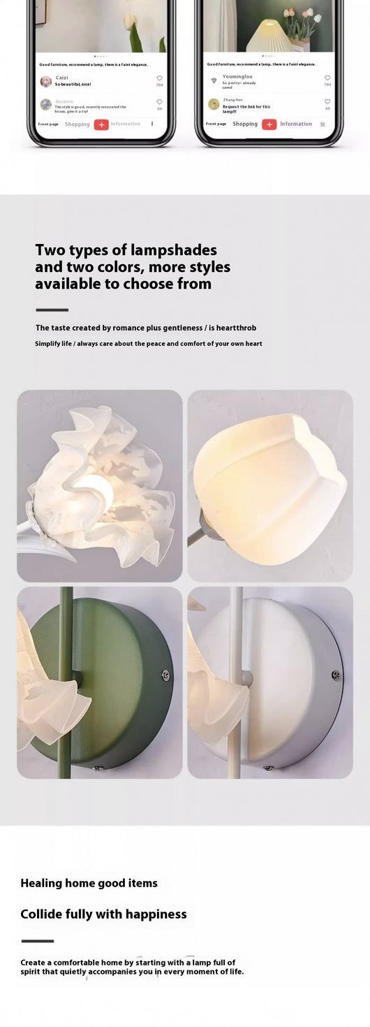 Lámpara de Pared Estilo Crema Flor de Orquídea para Mesita de Noche - Image 19