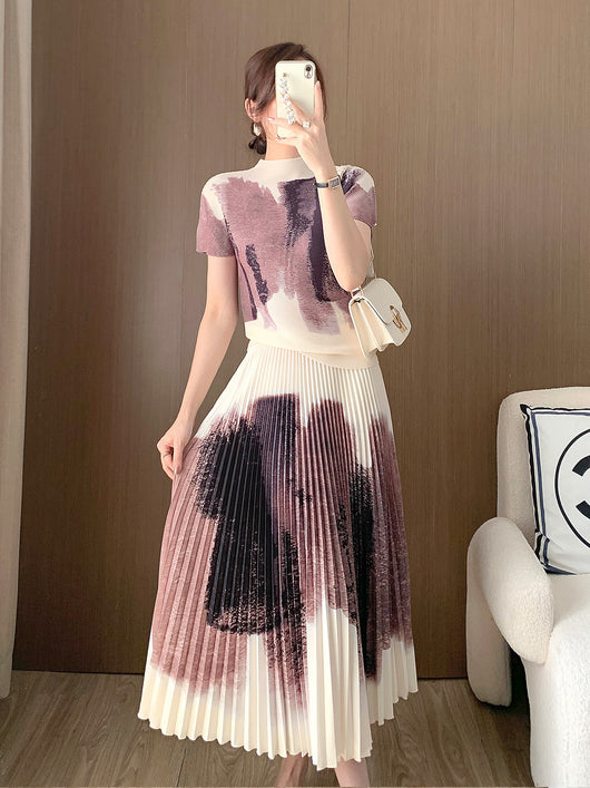 Conjunto Elegante Falda Plisada con Blusa Fashionable para Mujer - Image 8