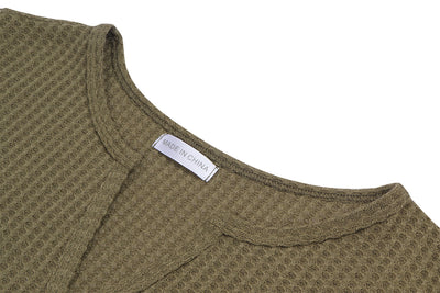 Blusa Holgada de Cuello V y Textura Waffle para Mujer - Image 16