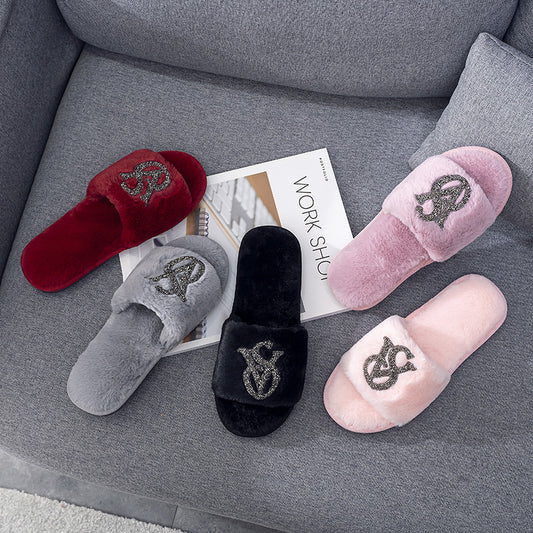 Pantuflas Cálidas de Algodón con Diamantes Brillantes para el Hogar