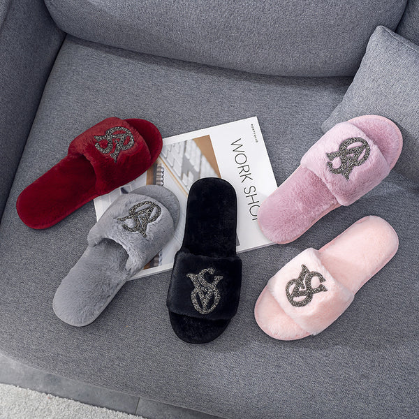 Pantuflas Cálidas de Algodón con Diamantes Brillantes para el Hogar