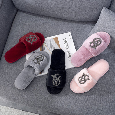 Pantuflas Cálidas de Algodón con Diamantes Brillantes para el Hogar