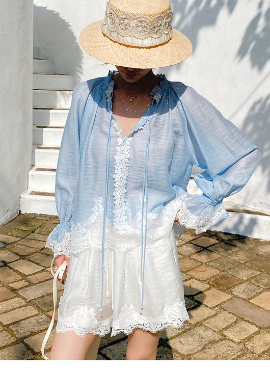 Blusa Diseñadora de Manga Larga Estilo Francia Meridional - Image 11