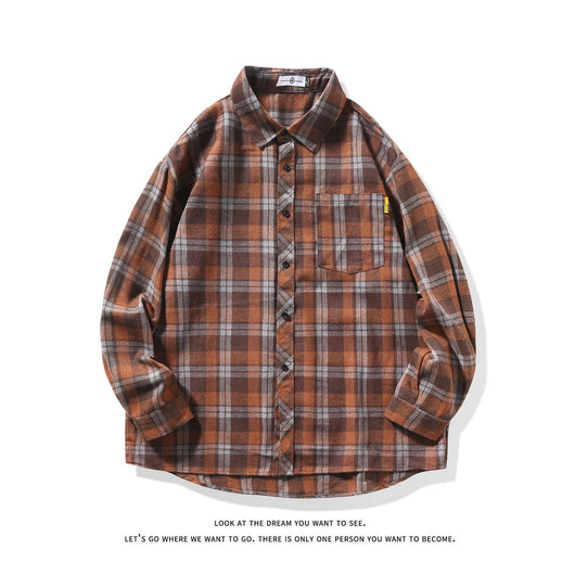 Camisa Casual Suelta a Cuadros Manga Larga para Hombre - Image 8