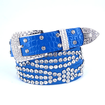 Cinturón para Mujer de Cuero Ancho Brillante con Tachuelas de Diamante - Image 4