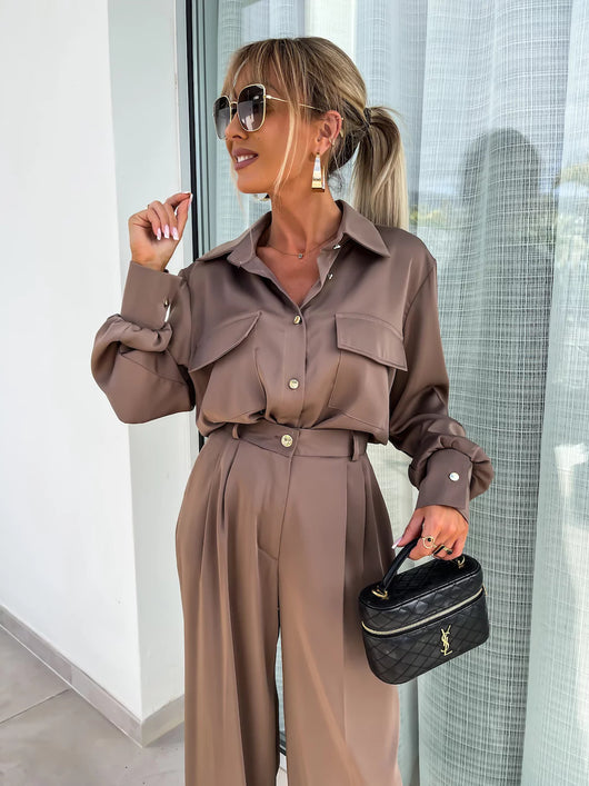 Conjunto de Camisa Manga Larga con Bolsillos Falsos y Pantalón Holgado - Image 11