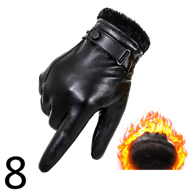 Guantes de Cuero para Moto Invierno Plus Forro Terciopelo Impermeables - Image 9