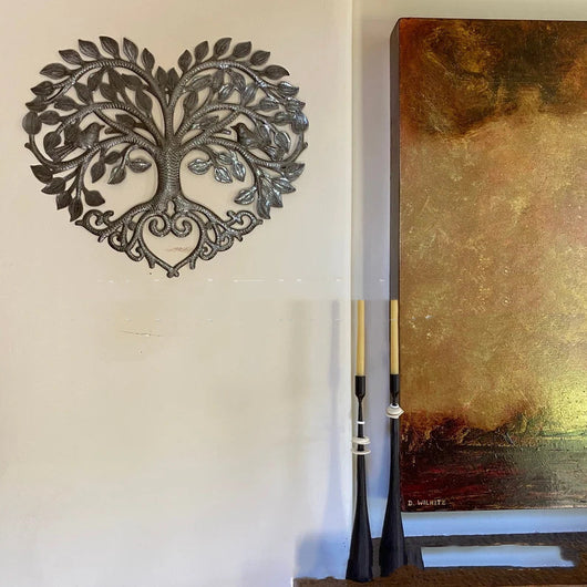 Árbol de la Vida Decorativo de Metal - Arte Mural con Corazón