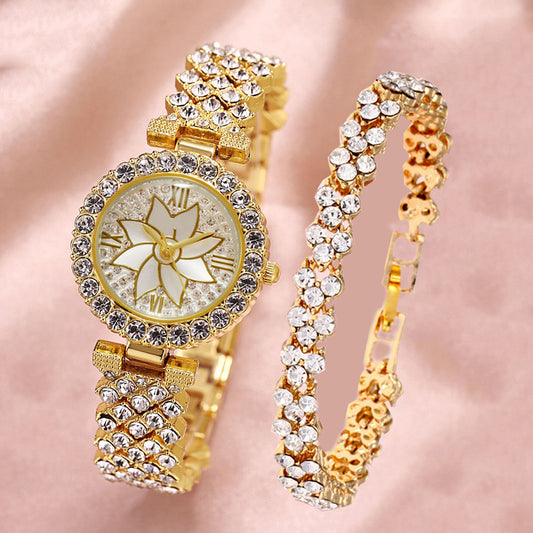 Reloj Pulsera Diamante Temperamento Moda Estrella - Set de Regalo Creativo para Mujer