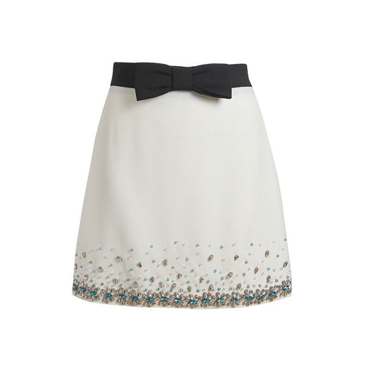 Falda A-Línea Semicaderas con Cristales - Estilo Celebridad Sofisticado