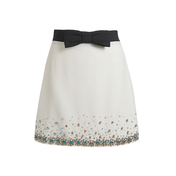 Falda A-Línea Semicaderas con Cristales - Estilo Celebridad Sofisticado