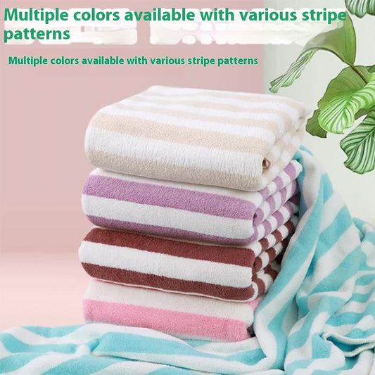 Toalla de Baño Premium Coral Velvet con Rayas Anchas - Edición Mayorista