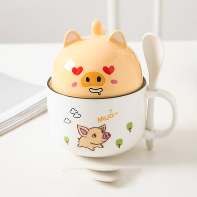 Taza de Oficina de Cerámica con Diseño Infantil, Tapa y Cuchara - Image 6