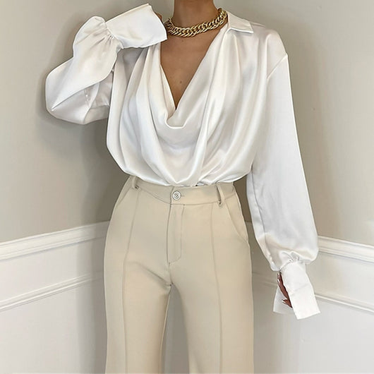 Blusa Suelta para Mujer con Escote Asimétrico Elegante - Image 6