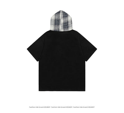 Chamarra Retro Americana Patchwork Cuadros con Capucha - Image 12