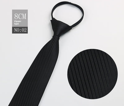 Corbata Negra Rayada Azul con Cierre Rápido - Corbata Ejecutiva Lazy Zip - Image 128