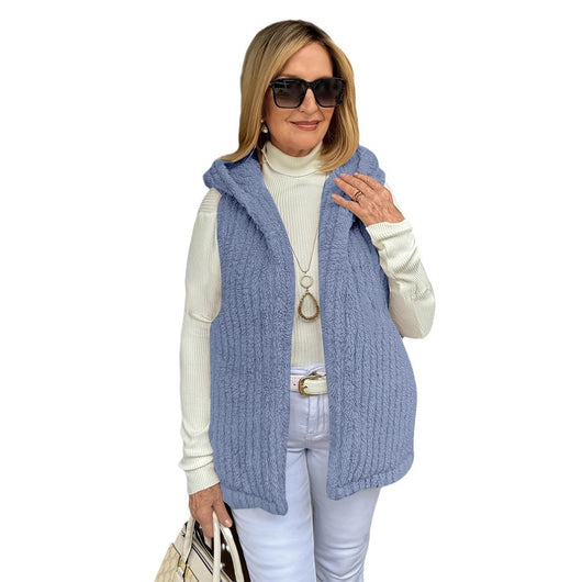 Chaleco Fuzzy sin Mangas con Capucha para Mujer - Comodidad y Estilo - Image 5