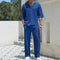 Conjunto Casual de Dos Piezas: Camisa Manga Corta y Pantalón Color Sólido