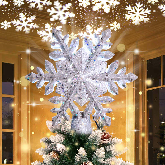 Proyector Navideño con Efecto Nieve Rotativo y Estrella de Cinco Puntas