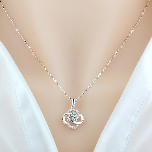 Collar Trébol Plata 925 Chapado en Oro Rosa 18k - Regalo Perfecto para Ella