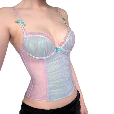 Chaleco Sling Mesh con Costuras en Contraste y Moño - Image 5