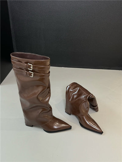 Botas Largas Hasta la Rodilla con Tacón Grueso y Punta Afilada - Image 14