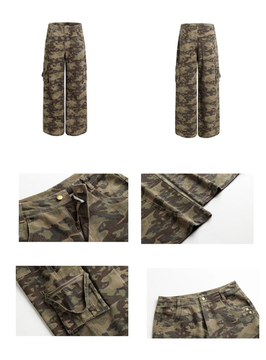 Overol Denim Camuflado con Bolsillos 3D y Cierre - Image 8
