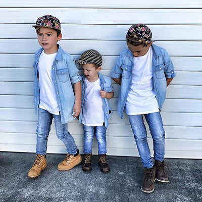 Camisas de Mezclilla con Solapa para Niños y Niñas de Manga Larga - Image 8