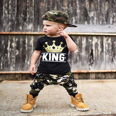 Conjunto Infantil: Playera Negra Manga Corta + Pantalón Camuflaje - Image 8