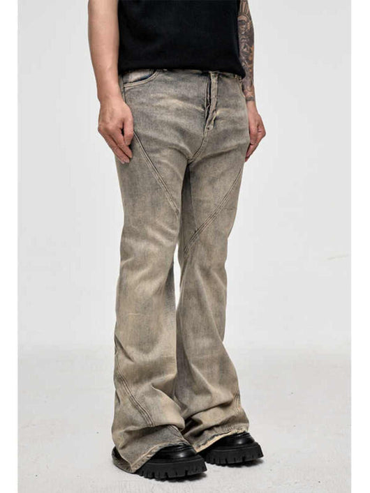 Jeans Desgastados con Efecto Teñido y Costuras Mezcladas - Image 10