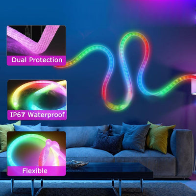 Cinturón Luminoso 360° de Malla Flexible con Luz Neón Multicolor Impermeable - Image 13