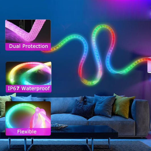 Cinturón Luminoso 360° de Malla Flexible con Luz Neón Multicolor Impermeable - Image 13