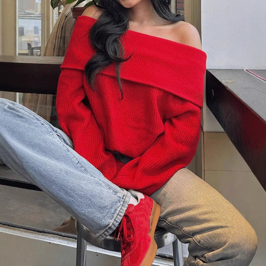 Suéter Ajustado Hombros Descubiertos para Mujer - Diseño Minimalista Invierno - Image 10