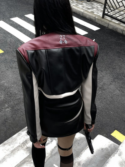 Falda Hip Hop Punk Cintura Alta Efecto Cuero - Image 4