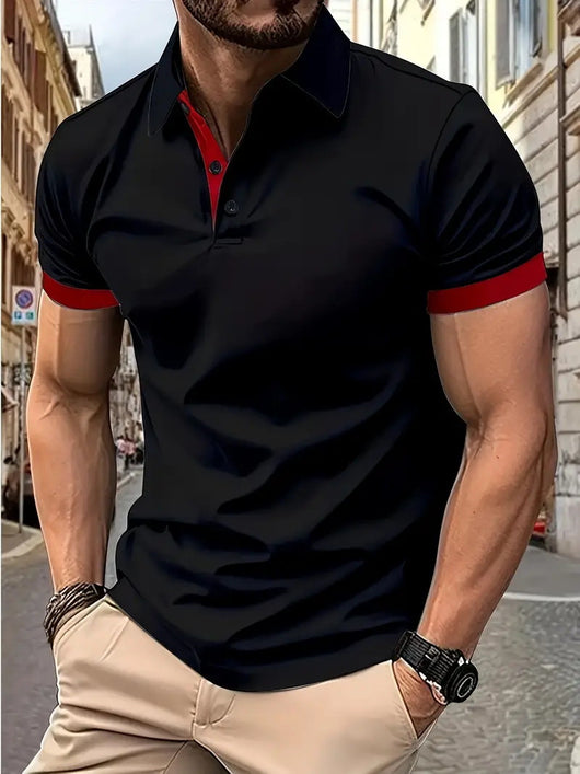 Polo Casual Holgado de Manga Corta Liso para Hombre - Image 30
