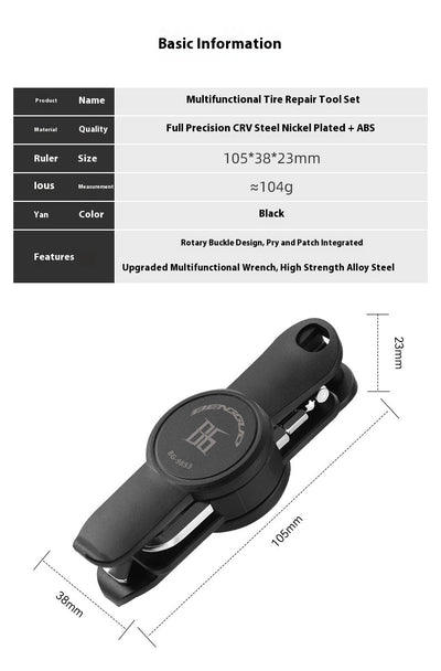 Kit de Herramientas Multiusos para Bicicleta con Llave Ajustable y Reparador de Llantas - Image 14