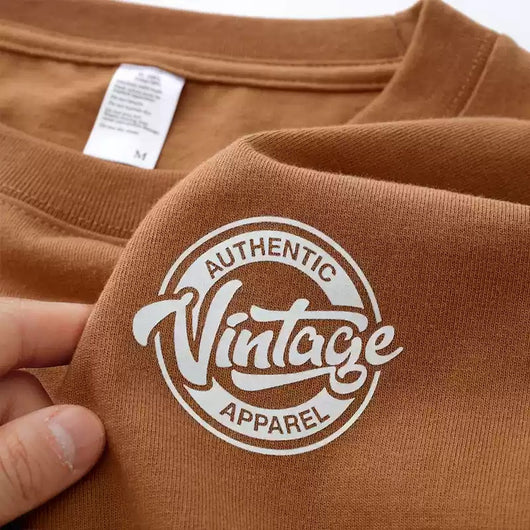 Camiseta Suelta de Algodón Peinado Manga Corta con Estampa de Letras - Beige - Image 11