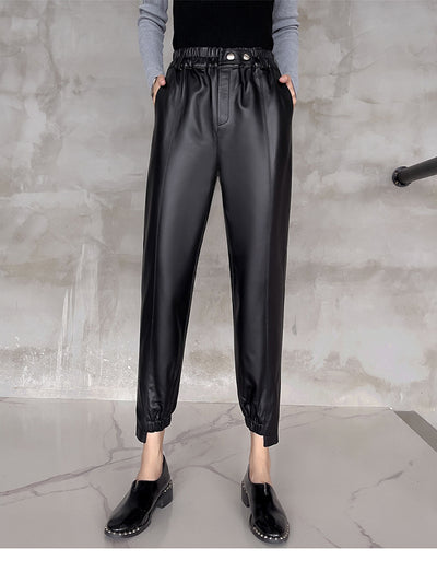 Pantalones Harem de Cuero Elásticos con Temperamento Femenino - Image 10