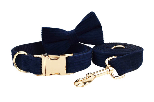 Collar y Correa para Perro en Pana Azul Marino - Cuerda de Sujeción para Exterior - Image 12