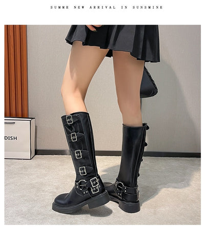 Botas Martin de Cuero Genuino con Tacón Robusto y Hebilla Retro para Mujer - Image 26