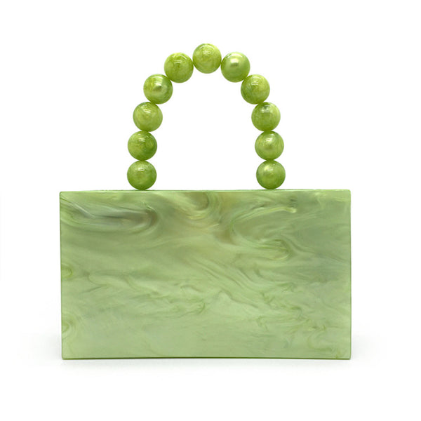 Bolso de Noche Verde Esmeralda con Asa Beaded - Cartera Cuadrada Compacta para Mujer