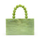 Bolso de Noche Verde Esmeralda con Asa Beaded - Cartera Cuadrada Compacta para Mujer