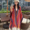 Rebozo Étnico Geométrico con Patrón Wave - Tejido Grueso y Cálido para Viajes