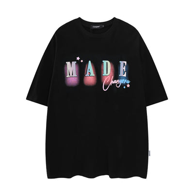 Camiseta Hombre Manga Corta Suelta Transpirable Estampado Letras Verano - Image 11