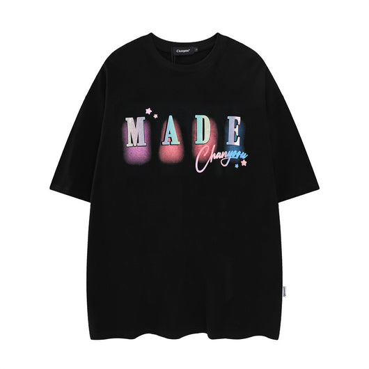 Camiseta Hombre Manga Corta Suelta Transpirable Estampado Letras Verano - Image 11