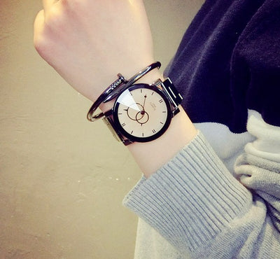 Reloj de Pareja Diseño Giratorio Negro Cuarzo - Image 19
