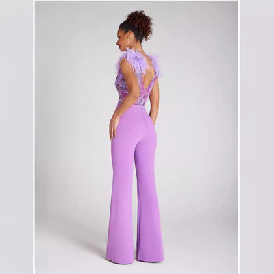 Jumpsuit de Talle Alto con Lentejuelas Bordadas para Mujer - Image 3